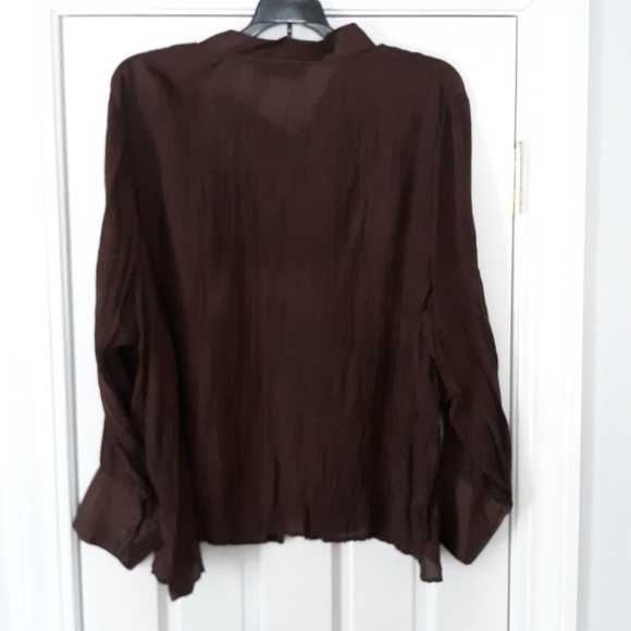 Avenue Soft Brown Crinkle Blouse - Picture 5 of 5